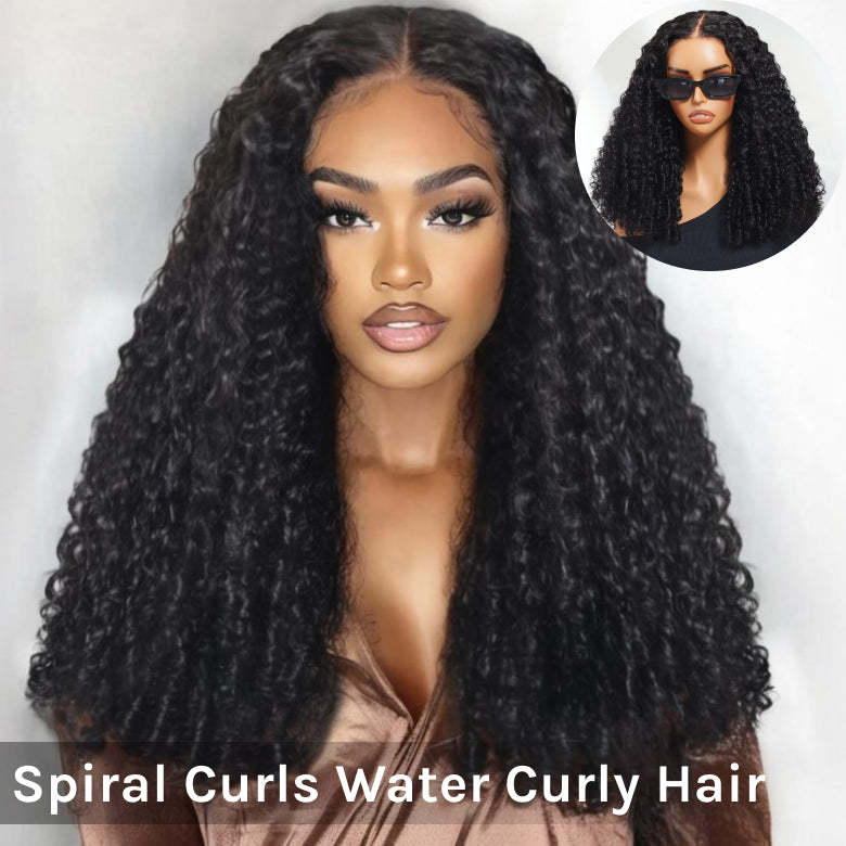 Extra 60% OFF |  Klaiyi 7x5 Bye Bye Knots Spiral Curls Water Curly Hair with Twist-Out Ends Put on and Go Glueless Wig