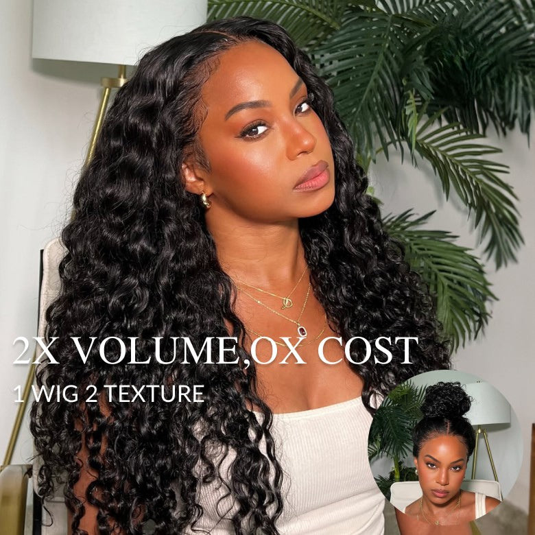 Klaiyi 7×5 and 13x4 Pre-Everything™ Lace Frontal Wig Water Wave & Curly  Mixed Human Hair Glueless Wig