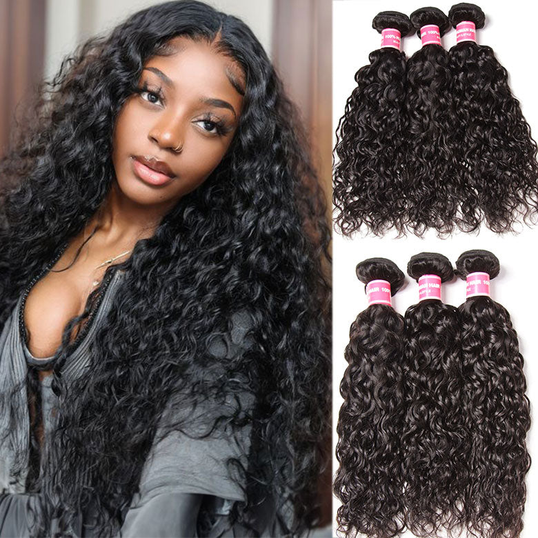 Klaiyi Hair 2 Bundles or 3 Bundles Indian Water Wave Curly Hair Bundles Deals Flash Sale