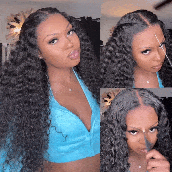 Klaiyi Water Wave 5x5 HD Blend Away™ Lace Wig 180% Glueless Wigs Melted All Skin Human Hair