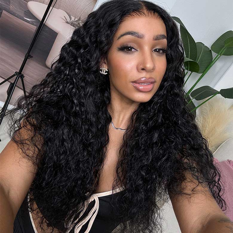 Klaiyi 5x5 HD Blend Away™ HD Lace Wig 180% Density Water Wave Glueless Wigs Melted All Skin Flash Sale