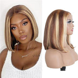 Klaiyi Short Bob 6x4.75 Lace Closure Wig Wear Go Wig  Honey Blonde Highlight Color Flash Sale
