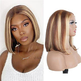 Klaiyi Bob 6x4.75 Glueless Lace Wig Wear Go Wig  Honey Blonde Highlight Color Flash Sale