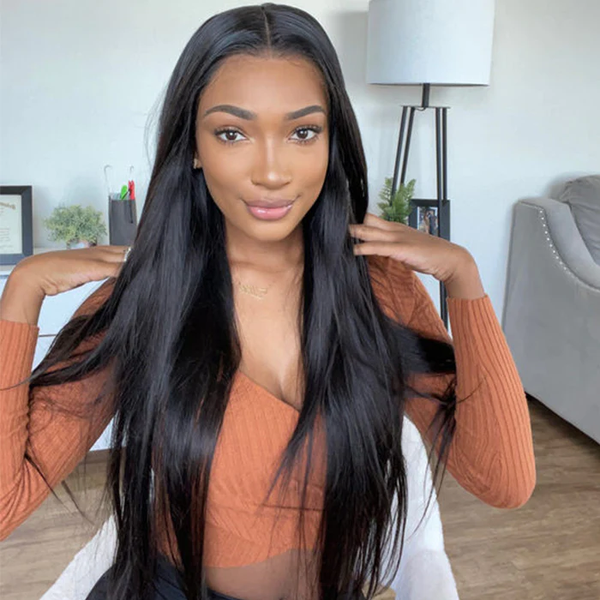 $169 Get 2 Wigs |  180% Density Lace Part Straight Wig + 13x4 Lace Front Dark Root Brown Balayage Highlight Body Wave Wig  Flash Sale