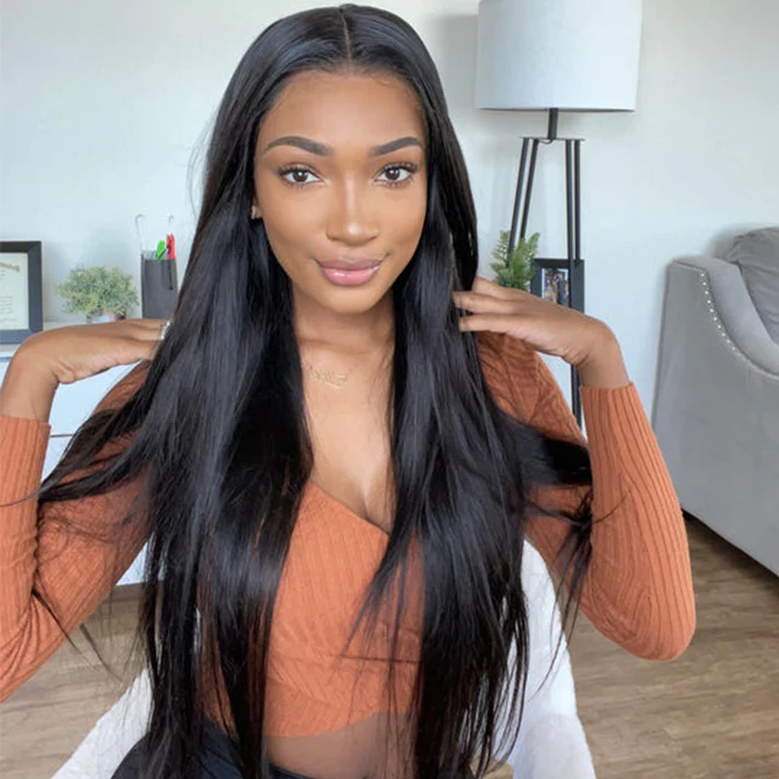 $179 Get 2 Wigs |  6x4.75 Pre-cut Glueless Reddish Brown Jerry Curly Wig + 180% Density Lace Part Straight Wig Flash Sale