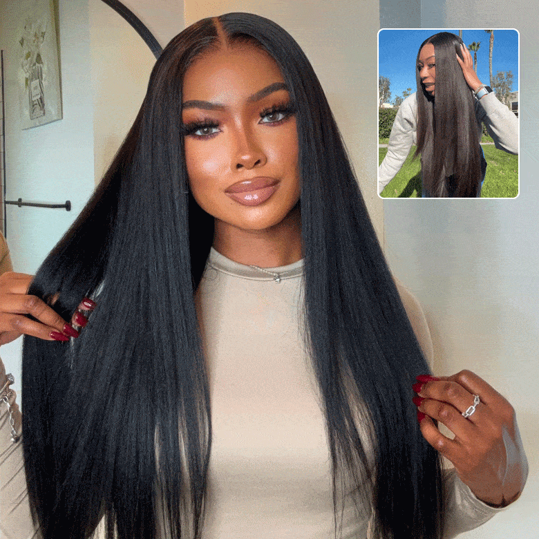 Klaiyi Yaki Straight Skin Melt 5x5 HD Blend Away™ Lace Wigs 180% Glueless Human Hair Wigs