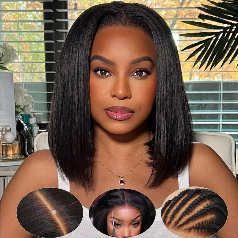 Extra 60% OFF | Klaiyi Yaki Straight Put On and Go Glueless Bob Wig 7x5 Pre-Cut Lace Closure Wig Beginner Friendly