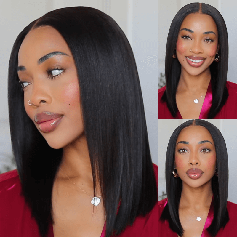 Buy 1 Get 1 Free,Code:BOGO |Yaki Straight Put On and Go Glueless Bob Wig 7x5 Pre-Cut Bye Bye Knots Wig 4.0