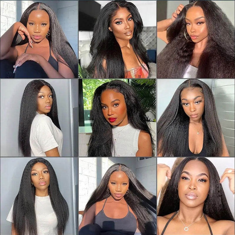 Extra 60% OFF | Klaiyi Upgrade U Part Wig Meets Real Scalp Ready To Wear Glueless Wig New Yaki Straight V Part Wig