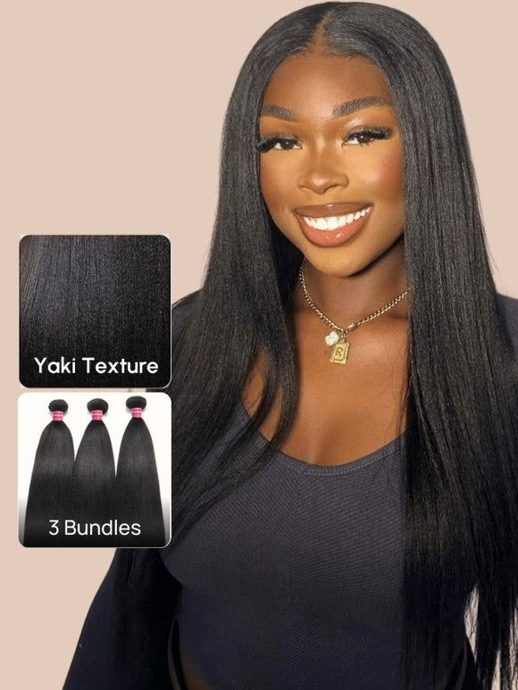 Extensions Klaiyi Light Yaki lisses en cheveux humains, tissage Yaki ultra naturel, 2/3/4 paquets