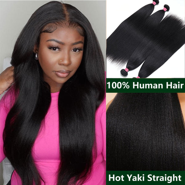 Klaiyi Yaki Straight Bundles Flash Sale Brazilian Human Virgin Hair Most Natural Yaki Weave 2/3/4 Bundles/Pack