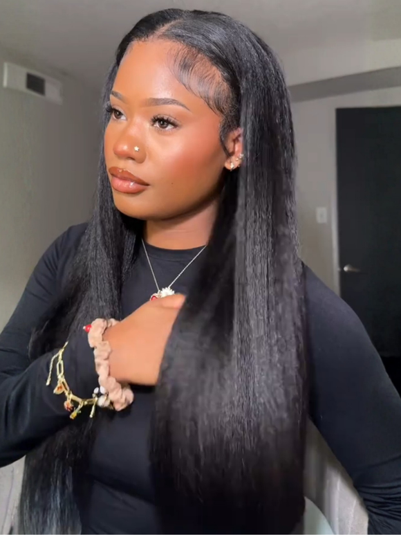 Klaiyi Yaki Straight V Part Wig Meets Real Scalp New EasiContour™  Ready To Wear Glueless Wig with  Invisi Drawstring Flash Sale