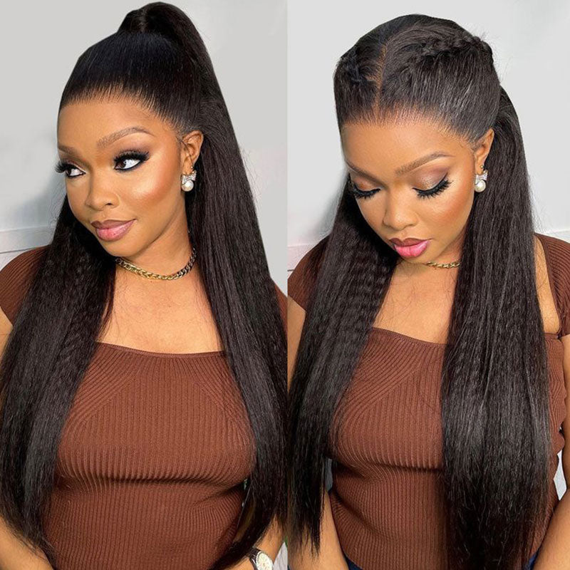 Klaiyi 13x4 Kinky Straight Real Ear To Ear  Pre-Everything Lace Frontal Wig Pre-Cut Lace Frontal Super Secure Wig