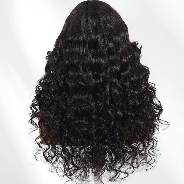 Klaiyi Loose Body Wave Bouncy Curls Hair 7x5 Bye Bye Knots Put on and go Glueless Human Hair Wig