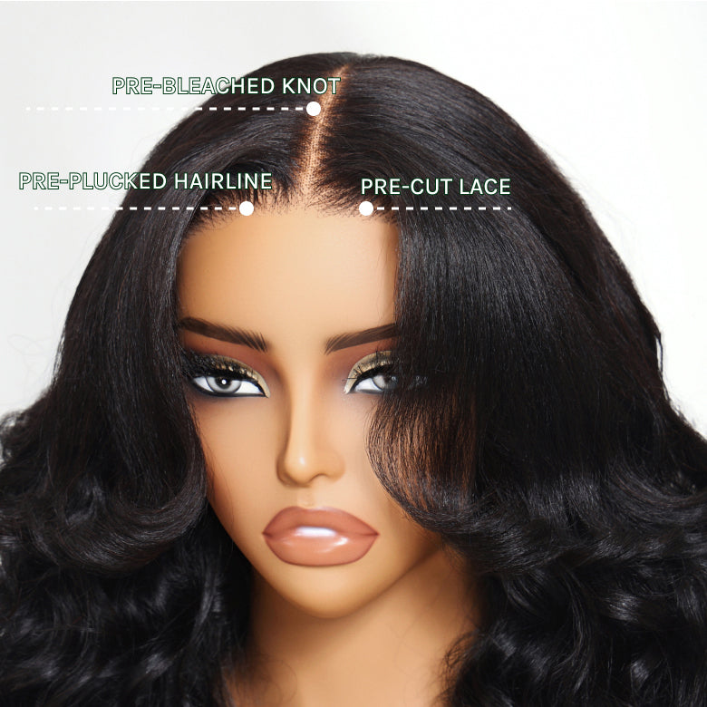 Klaiyi Loose Body Wave Bouncy Curls Hair 7x5 Bye Bye Knots Put on and go Glueless Human Hair Wig
