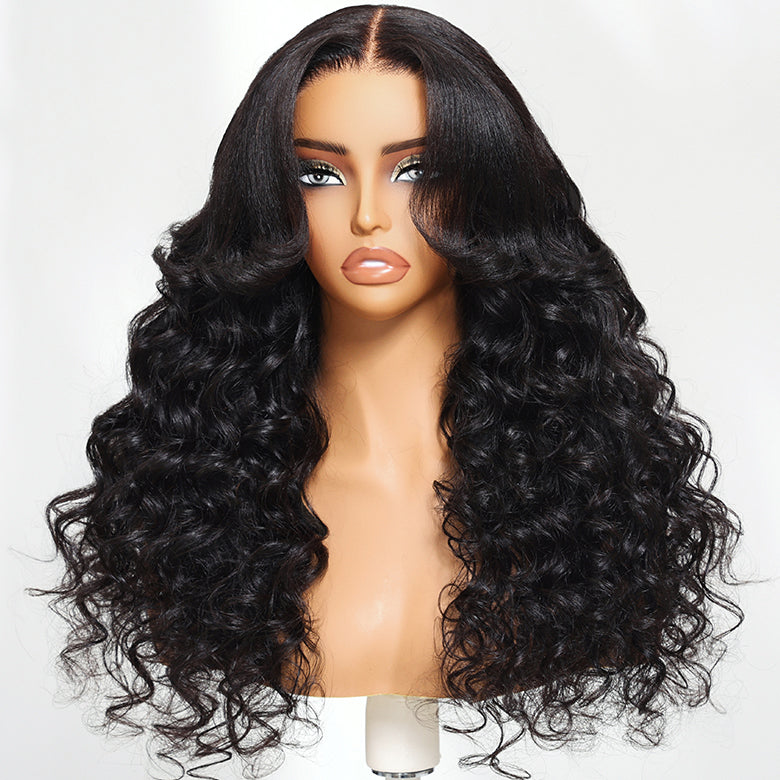 Klaiyi Loose Body Wave Bouncy Curls Hair 7x5 Bye Bye Knots Put on and go Glueless Human Hair Wig