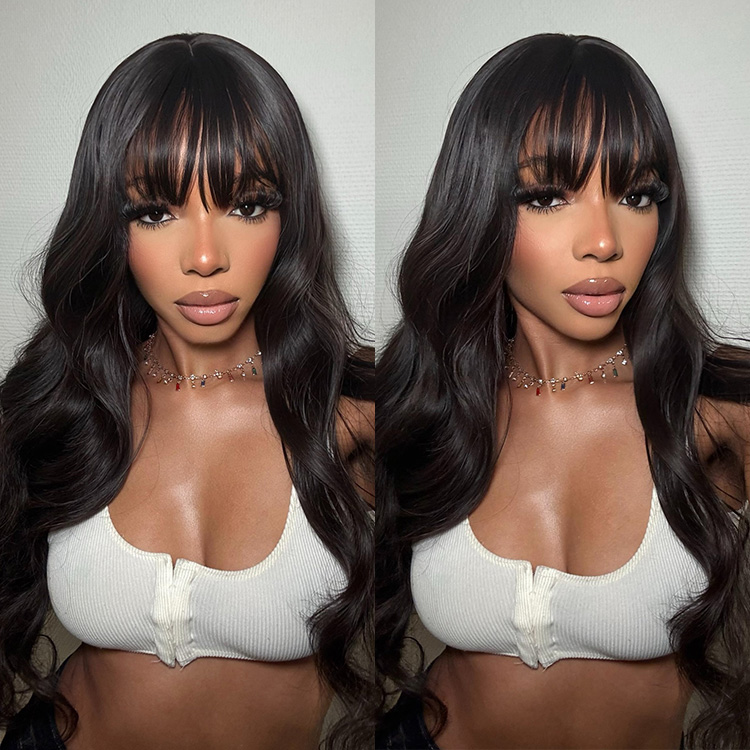 Extra 60% OFF | Klaiyi Straight Bob Wig And Yaki Straight Human Hair Glueless Wig With Blunt Cut Bangs Natural Black Color