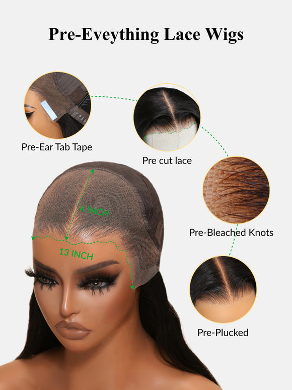 Extra 50% Off Code HALF50  |Klaiyi 13x4 3D Fluffy Body Wave Lace Frontal Wig with Curtain Bangs Face Framing Style Put on and go Glueless Wigs