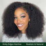 Extra 60% OFF |  Klaiyi 4C Kinky Curly 13x4 Lace Front Wig Kinky Edge Wig