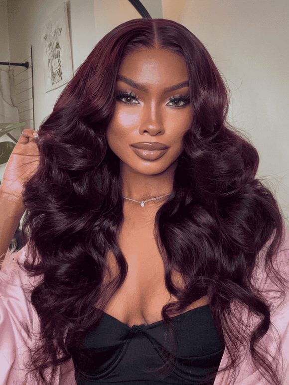 Klaiyi 7x5 And 13x4 Pre-Everything Lace Frontal Black Cherry Color Layered Cut Straight Glueless Wig Flash Sale