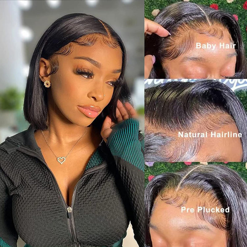 $100 OFF | Code: SAVE100 Klaiyi Put On and Go Glueless Bob Wig Silky Straight/Yaki Straight 7x5 Pre-Cut Lace Closure Wig Beginner Friendly