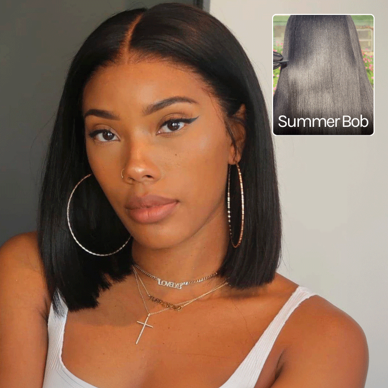 Klaiyi 7x5 Byebye Knots 90s Rachel Haircut Blunt Layered Wig with Side Part Bangs Put On and Go Glueless Human Hair Wig Flash Sale