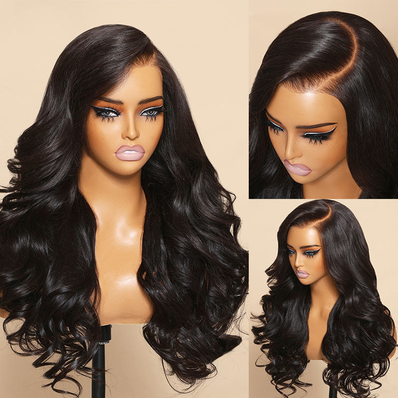 Klaiyi 13x6 Body Wave Pre-Everything Wig Put on and Go Transparent Lace Frontal Wig