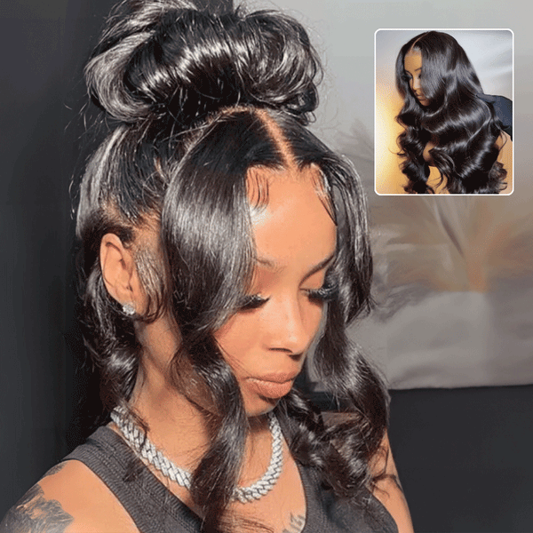 Klaiyi 7x5 Bye Bye Knots /13x4 Drawstring Body Wave Glueless Human Hair Wig Flash Sale