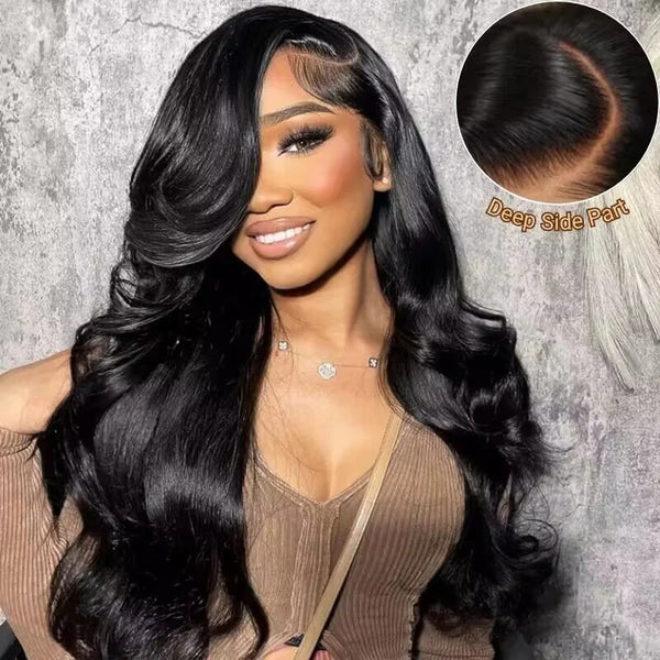 Klaiyi 13x4 Pre Everything Body Wave Glueless Frontal Wig With Elastic Drawstring Human Hair Wig Flash Sale