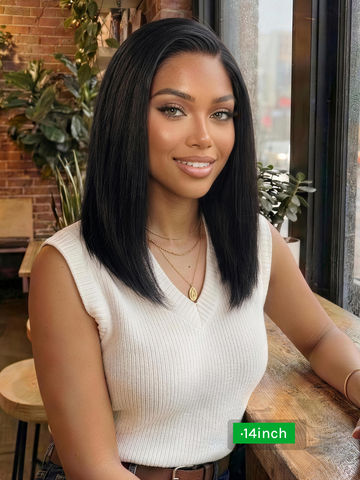 Klaiyi Light Yaki Straight Put On & Go Glueless Bob Wig 7x5 Lace Closure Wig Beginner Friendly Human Hair Wig Flash Sale