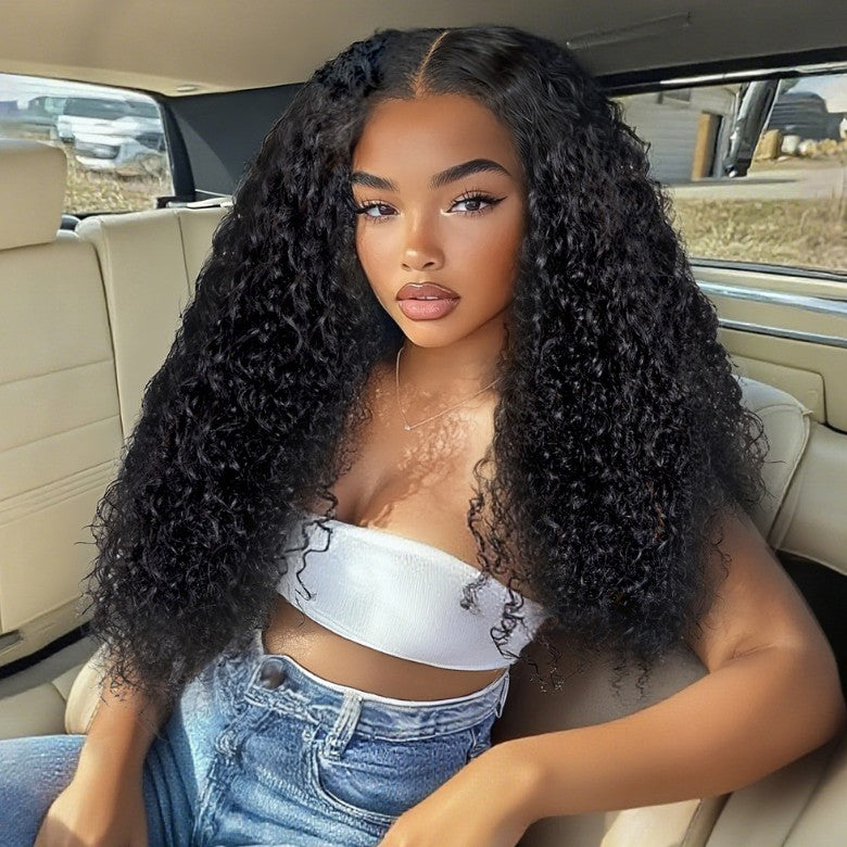 Klaiyi Hair InvisiBlend™ V part Wig 3.0 Bouncy Water Wave Curly Seamless Blending Wig With Drawstring 150% Density Protect Your Natural Hair