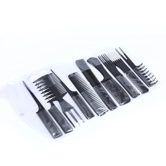 500 points | Ensemble de peignes Klaiyi pour cheveux mouillés, secs, bouclés et lisses, antistatiques, à dents fines et larges, noir
