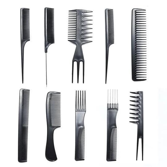 500 points | Ensemble de peignes Klaiyi pour cheveux mouillés, secs, bouclés et lisses, antistatiques, à dents fines et larges, noir