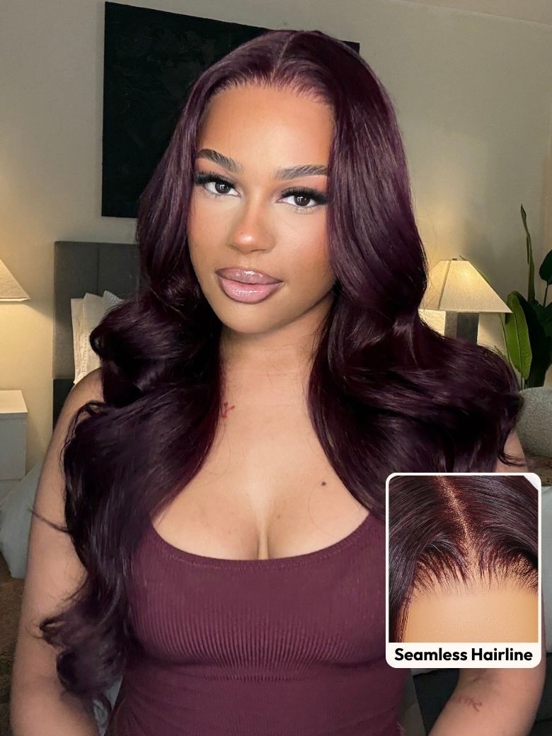 Klaiyi 7x5 And 13x4 Pre-Everything Lace Frontal Black Cherry Color Layered Cut Straight Glueless Wig Flash Sale