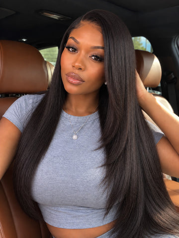 20''=$128 | Klaiyi Light Yaki Straight Put On & Go 7x5 & 13x4 Pre-Everything Glueless Human Hair Wig