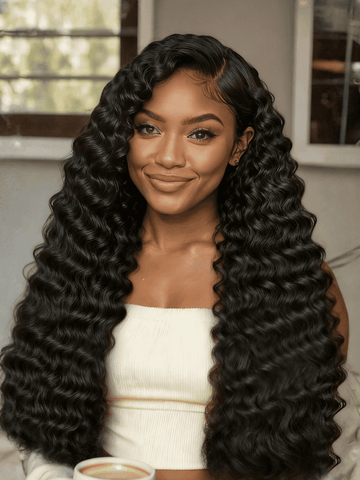 Klaiyi Virgin Human Hair Deep Wave Curly 1 Bundle Deal Hair Weave Extensions