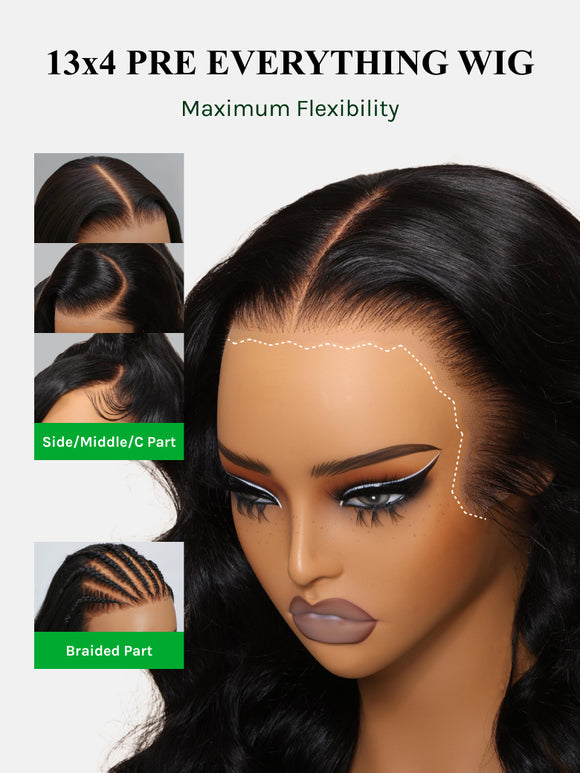 Klaiyi Yaki Straight 13x4 Pre Everything Lace Frontal Face-framing Reathered Layers Wig Put On and Go With Invisi Drawstring