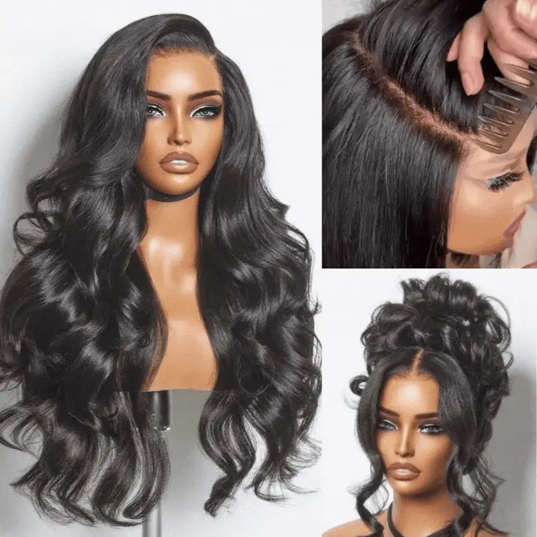 Klaiyi 7x5 Bye Bye Knots /13x4 Drawstring Body Wave Glueless Human Hair Wig Flash Sale