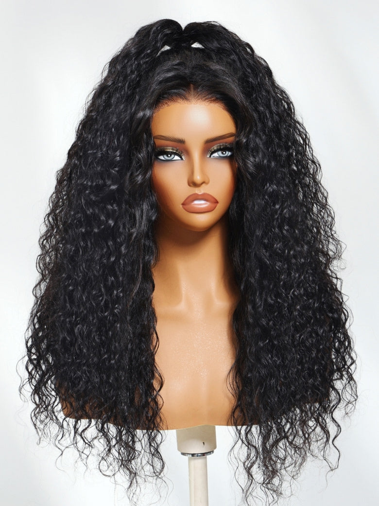 Klaiyi Water Wave 3 In 1 Flip Over 3/4 Half Wig with Flexi-Fit Drawstr ...