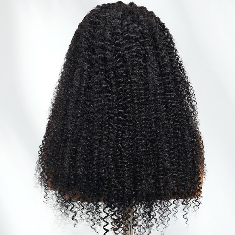 Klaiyi 7x5 Bye Bye Knots Soft Kinky Curly Human Hair Wig with Invisi-Drawstring