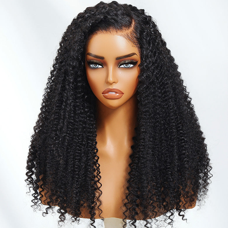 Klaiyi 7x5 Bye Bye Knots Soft Kinky Curly Human Hair Wig with Invisi-Drawstring
