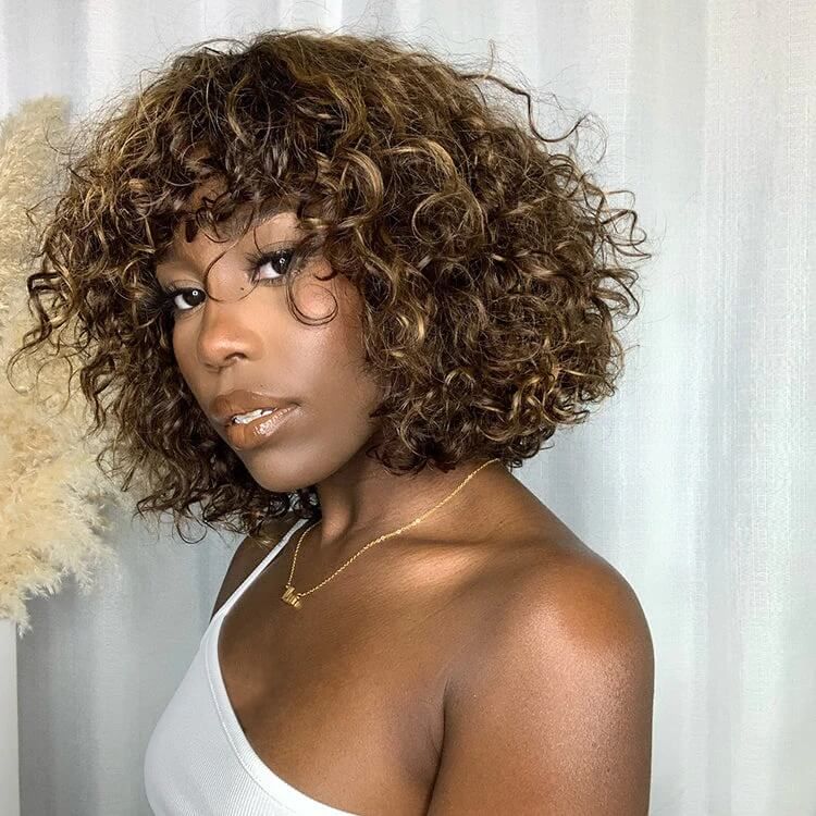 The Second One $1| Klaiyi Piano Highlight Brown Curly Wig Flash Sale