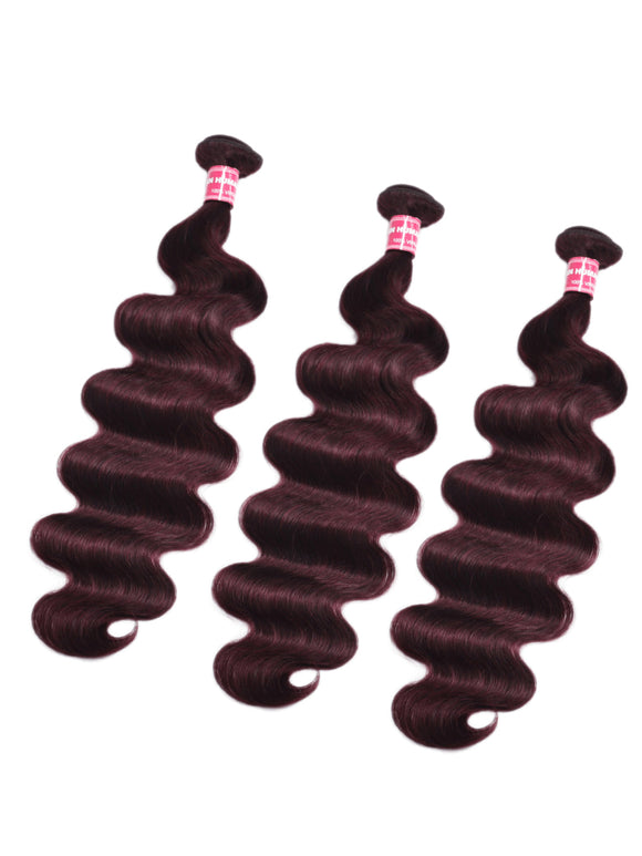 Flash Sale Klaiyi Body Wave Black Cherry Burgundy 3 Bundles With 4x4 Lace Closure 100% Human Hair