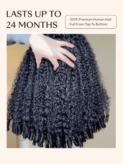 Klaiyi 7x5 Bye Bye Knots Curly Hair with Finger Coil Ends Put on and Go Glueless Human Hair Wig