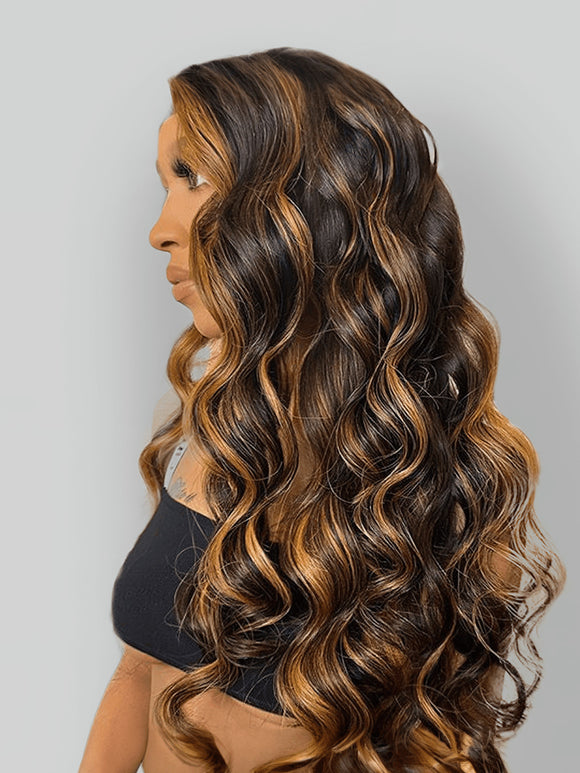Klaiyi Brown Balayage #1b/30, mèches ondulées, cheveux humains vierges, offre éclair 