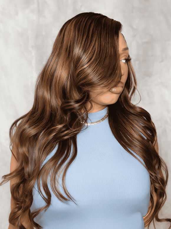 Flash Sale Klaiyi Brown Balayage #1b/30 Highlight Color Body Wave 3 Bundles With 13x4 HD Lace Frontal Human Virgin Hair Deal