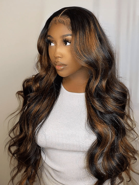 Klaiyi Brown Balayage #1b/30, mèches ondulées, cheveux humains vierges, offre éclair 