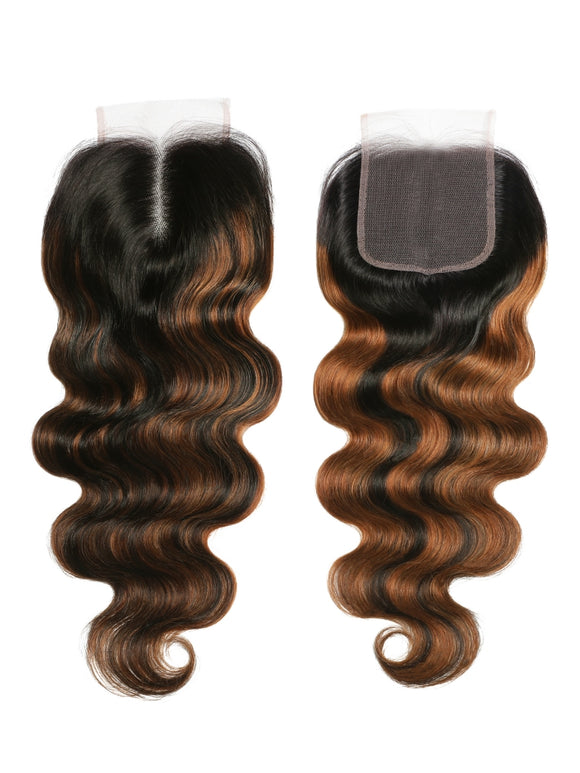 Flash Sale Klaiyi Brown Balayage #1b/30 Highlight Color Body Wave 3 Bundles With 13x4 HD Lace Frontal Human Virgin Hair Deal