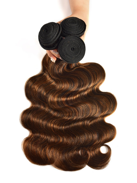Flash Sale Klaiyi Brown Balayage #1b/30 Highlight Color Body Wave 3 Bundles With 13x4 HD Lace Frontal Human Virgin Hair Deal