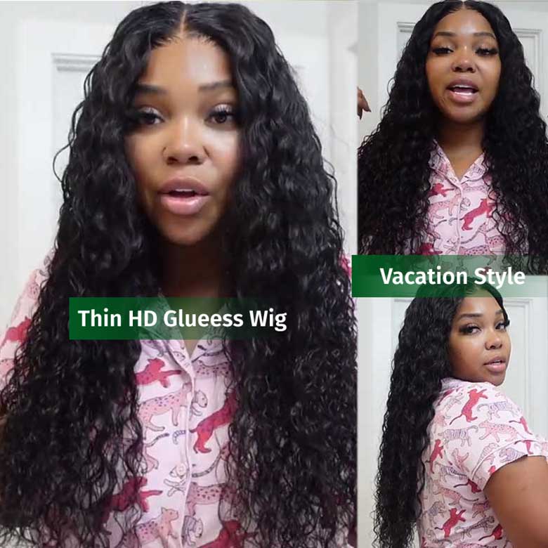 Klaiyi 5x5 HD Blend Away™ HD Lace Wig 180% Density Water Wave Glueless Wigs Melted All Skin Flash Sale